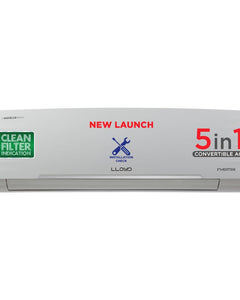 Lloyd 1.5 Ton 5 Star Inverter Split AC (5 in 1 Convertible, Anti Corrosion Coating, Copper, PM 2.5 Filter, White with Chrome Deco Strip, GLS18I5KWGGW) 