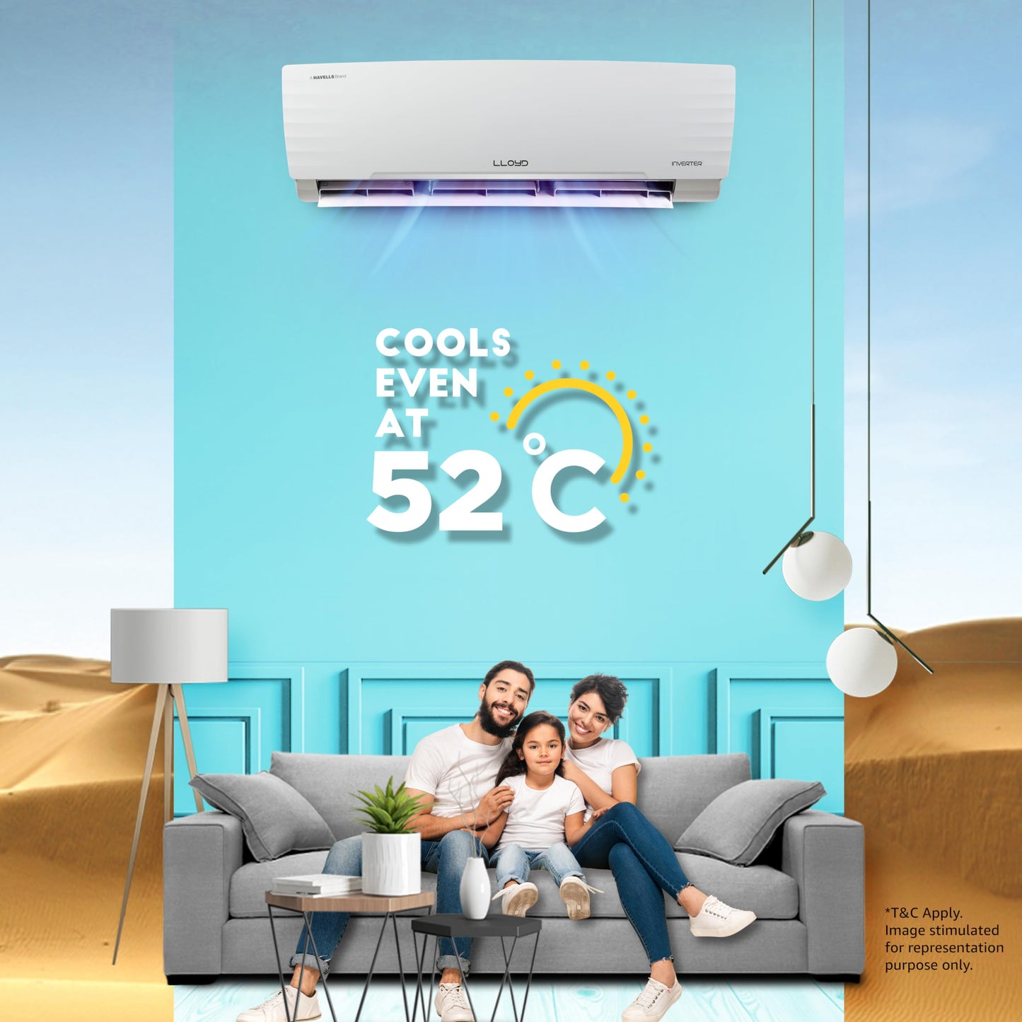 Lloyd 1.5 Ton 5 Star Inverter Split AC (5 in 1 Convertible, Anti Corrosion Coating, Copper, PM 2.5 Filter, White with Chrome Deco Strip, GLS18I5KWGGW) 