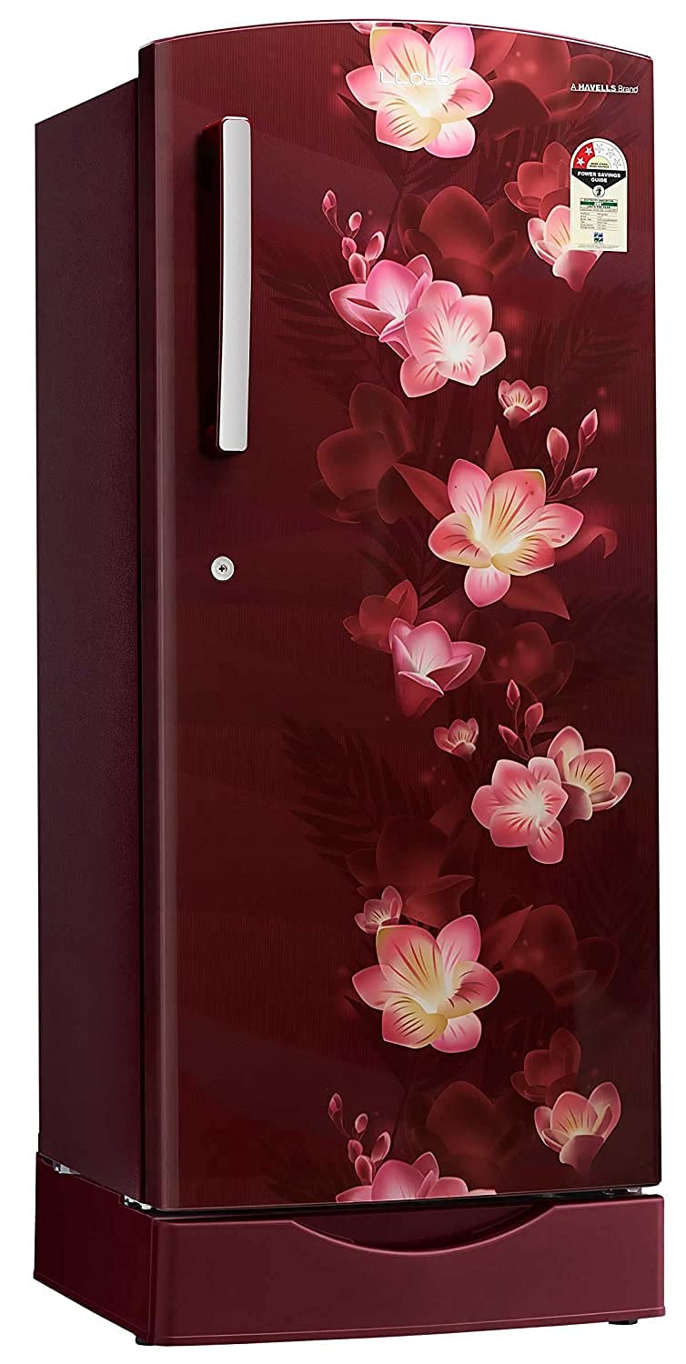 Lloyd 225 L 2 Star Direct Cool Single Door Refrigerator (GLDC242SGWS2PB, Gardenia Wine, With Base Stand) 