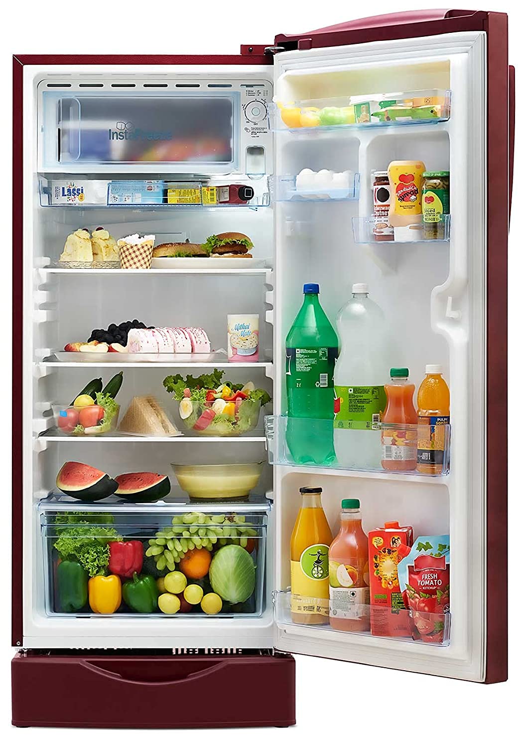 Lloyd 225 L 2 Star Direct Cool Single Door Refrigerator (GLDC242SGWS2PB, Gardenia Wine, With Base Stand) 