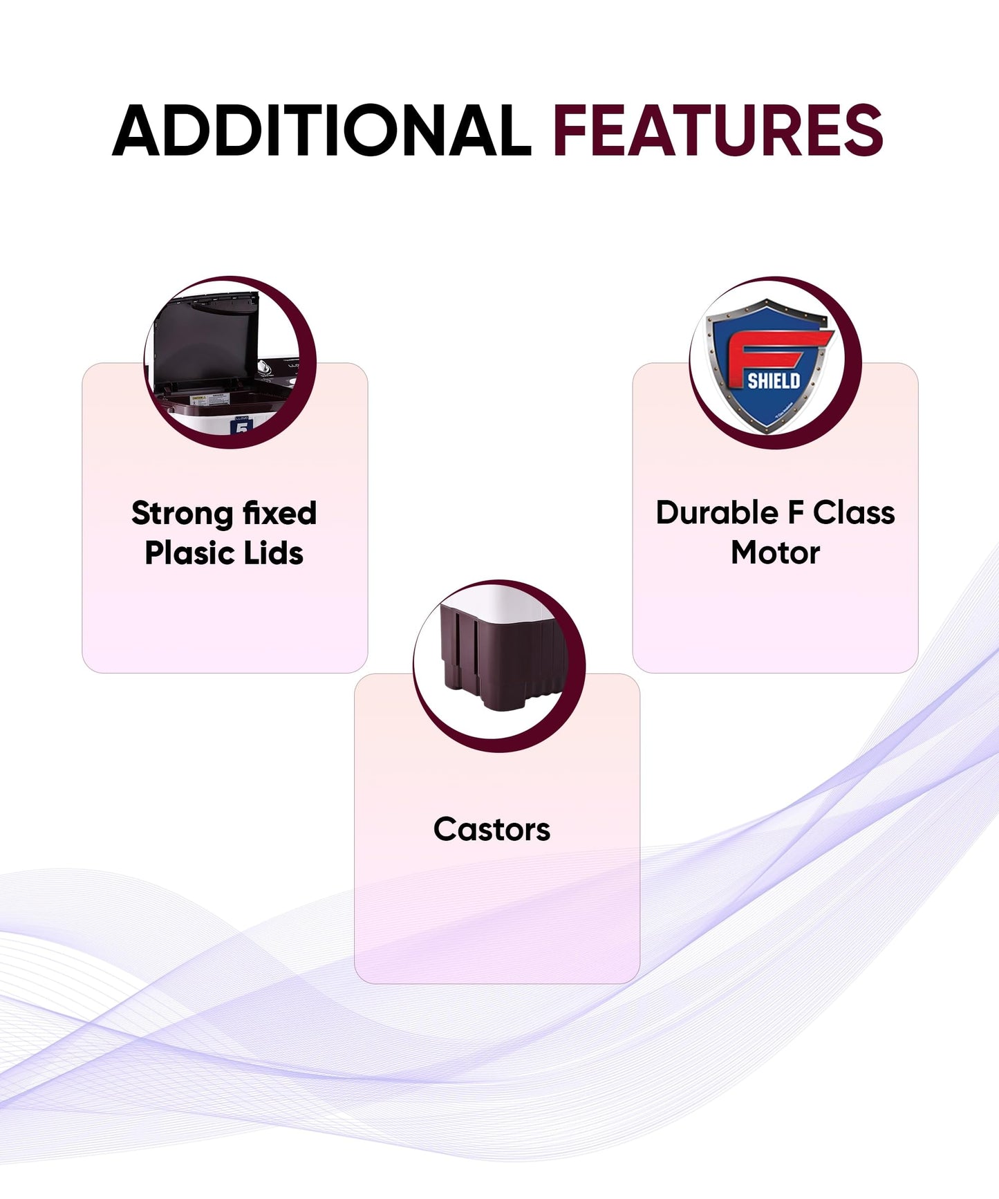 Lloyd 7.5 kg 5 Star Semi Automatic Top Load Washing Machine |1300 RPM | Soak Function | 3 Wash Programs | Swift Dry | Magic Filter, (GLWMS75DDMAC, Dark Maroon and White) 
