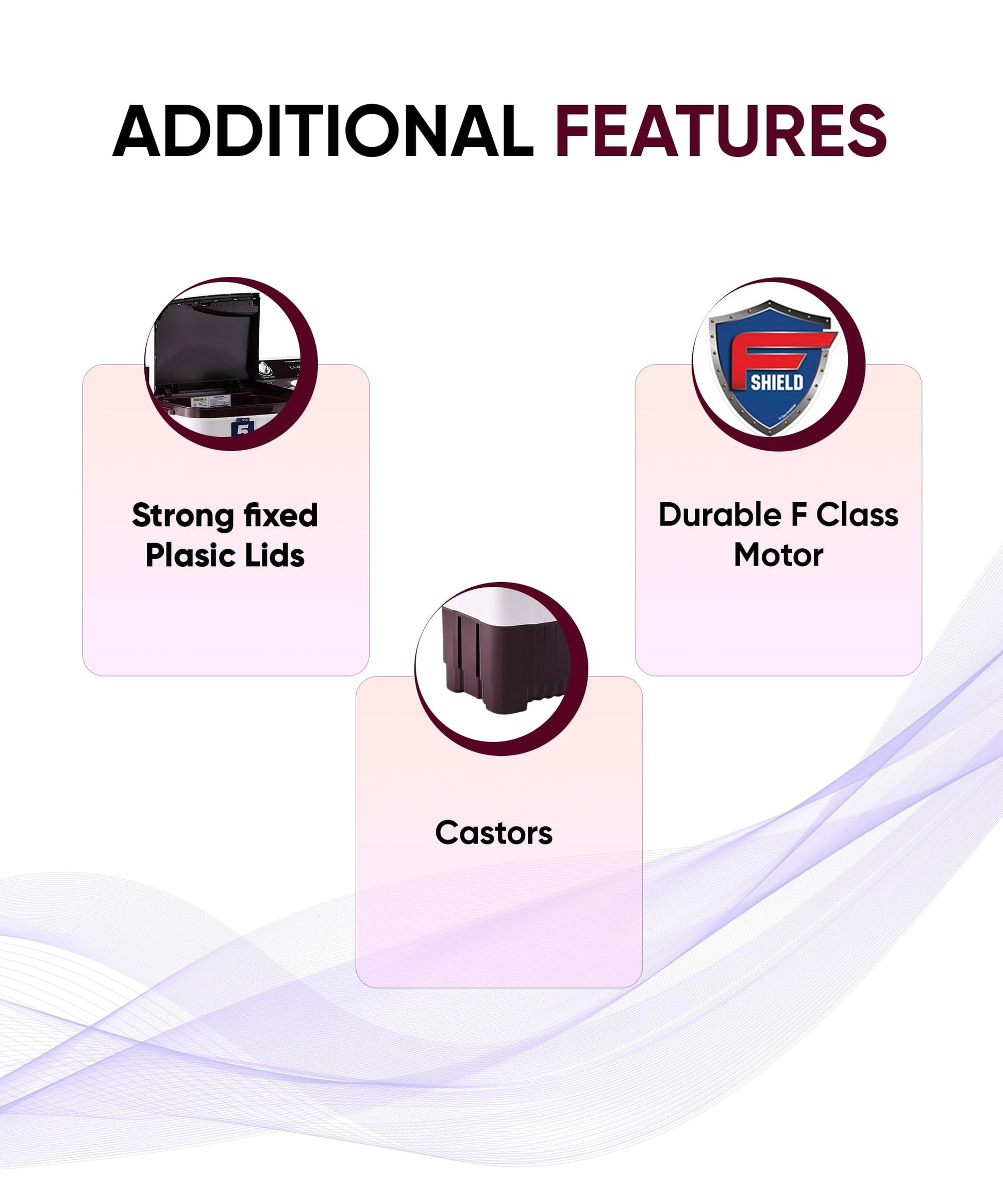Lloyd 7.5 kg 5 Star Semi Automatic Top Load Washing Machine |1300 RPM | Soak Function | 3 Wash Programs | Swift Dry | Magic Filter, (GLWMS75DDMAC, Dark Maroon and White) 
