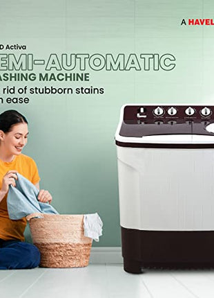 Lloyd 7.5 kg 5 Star Semi Automatic Top Load Washing Machine |1300 RPM | Soak Function | 3 Wash Programs | Swift Dry | Magic Filter, (GLWMS75DDMAC, Dark Maroon and White) 