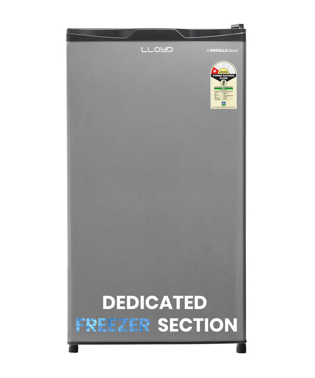 Lloyd 92 L Direct Cool Single Door 1 Star Refrigerator with Dedicated Freezer Section Big Bottle StorageFull Vegetable Box (Grey Metallic) 