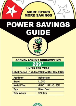 Lloyd 92 L Direct Cool Single Door 1 Star Refrigerator with Dedicated Freezer Section Big Bottle StorageFull Vegetable Box (Grey Metallic) 