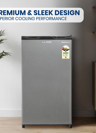 Lloyd 92 L Direct Cool Single Door 1 Star Refrigerator with Dedicated Freezer Section Big Bottle StorageFull Vegetable Box (Grey Metallic) 