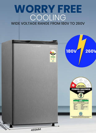Lloyd 92 L Direct Cool Single Door 1 Star Refrigerator with Dedicated Freezer Section Big Bottle StorageFull Vegetable Box (Grey Metallic) 