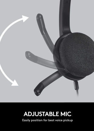 Logitech H340 Stereo Wired Over Ear Headphones With Mic With Noise-Cancelling, Usb, Pc/Mac/Laptop - Black 