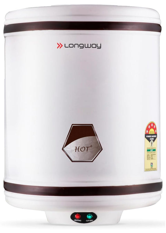 Longway Hotplus 10 Ltr 5 Star Rated Automatic Instant Water Heater for Home, Water Geyser, Water Heater, Electric Geyser with Multiple Safety System & Anti-Rust Coating | (Off-White, 10 Ltr) 