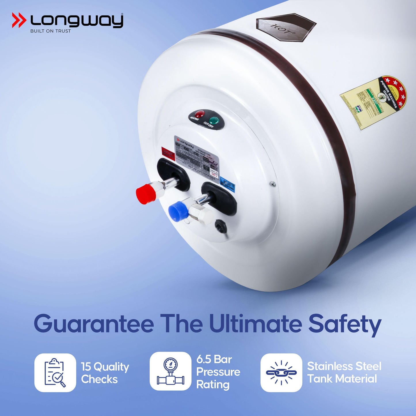 Longway Hotplus 10 Ltr 5 Star Rated Automatic Instant Water Heater for Home, Water Geyser, Water Heater, Electric Geyser with Multiple Safety System & Anti-Rust Coating | (Off-White, 10 Ltr) 