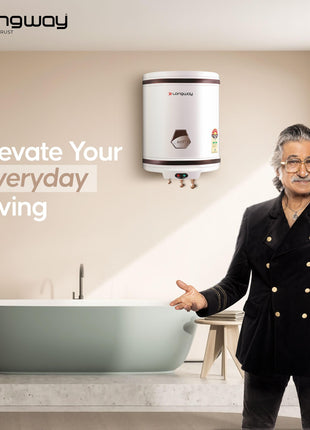 Longway Hotplus 10 Ltr 5 Star Rated Automatic Instant Water Heater for Home, Water Geyser, Water Heater, Electric Geyser with Multiple Safety System & Anti-Rust Coating | (Off-White, 10 Ltr) 