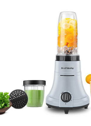 Longway Sage 500 Watt Juicer Mixer Grinder with 2 Jars for Grinding, Mixing, Juicing with Powerful Motor | 1 Year Warranty | (Gray & Black, 2 Jars) 