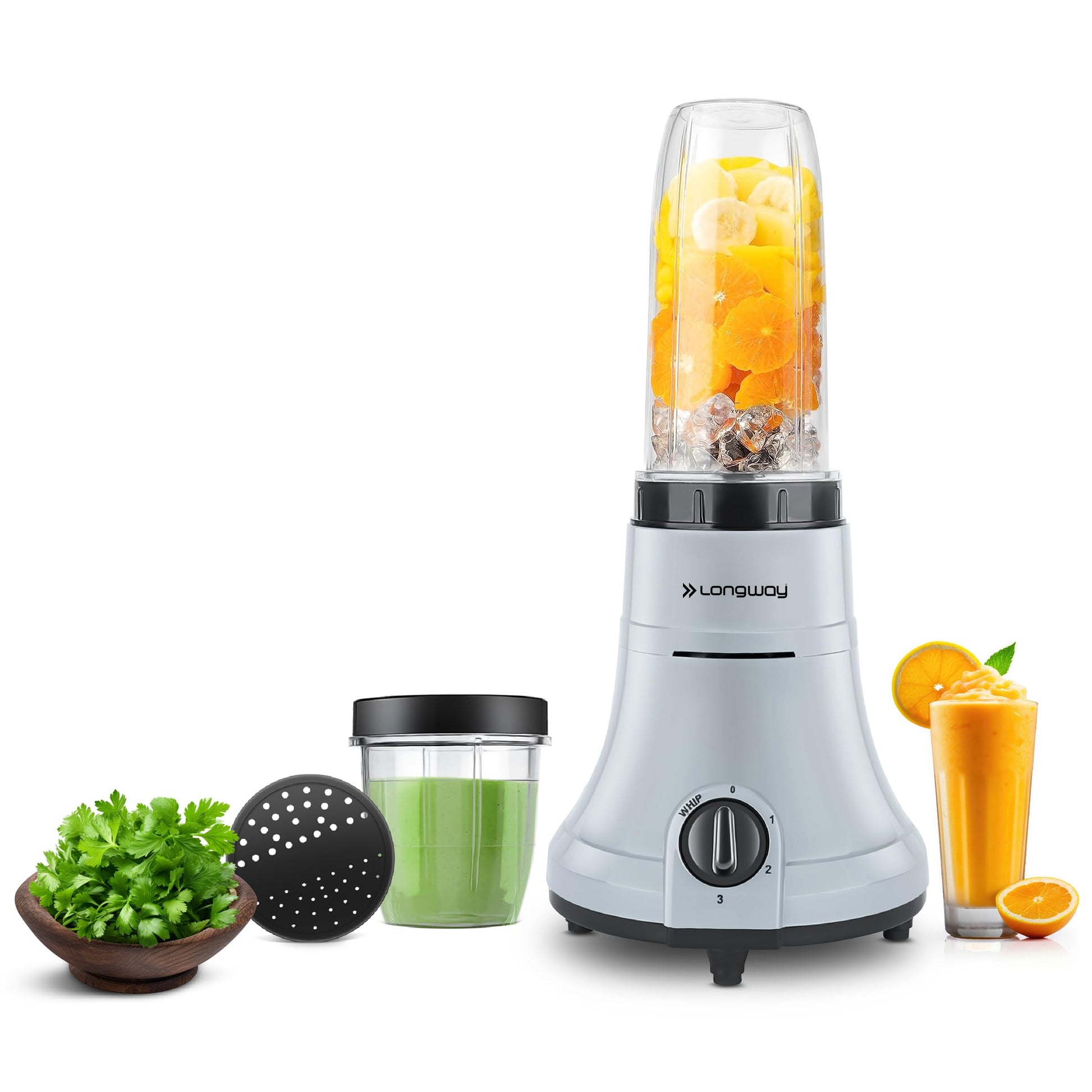 Longway Sage 500 Watt Juicer Mixer Grinder with 2 Jars for Grinding, Mixing, Juicing with Powerful Motor | 1 Year Warranty | (Gray & Black, 2 Jars) 