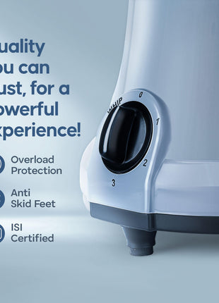 Longway Sage 500 Watt Juicer Mixer Grinder with 2 Jars for Grinding, Mixing, Juicing with Powerful Motor | 1 Year Warranty | (Gray & Black, 2 Jars) 