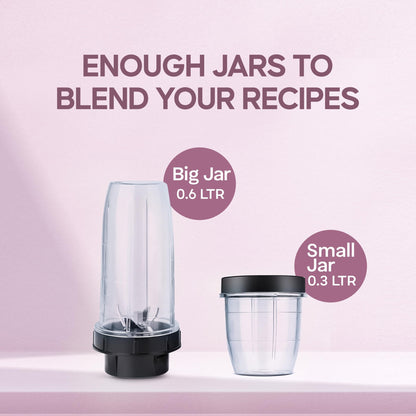 Longway Sage 500 Watt Juicer Mixer Grinder with 2 Jars for Grinding, Mixing, Juicing with Powerful Motor | 1 Year Warranty | (Gray & Black, 2 Jars) 