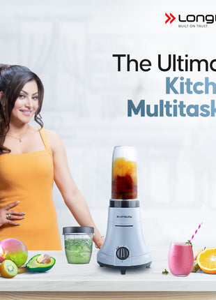 Longway Sage 500 Watt Juicer Mixer Grinder with 2 Jars for Grinding, Mixing, Juicing with Powerful Motor | 1 Year Warranty | (Gray & Black, 2 Jars) 