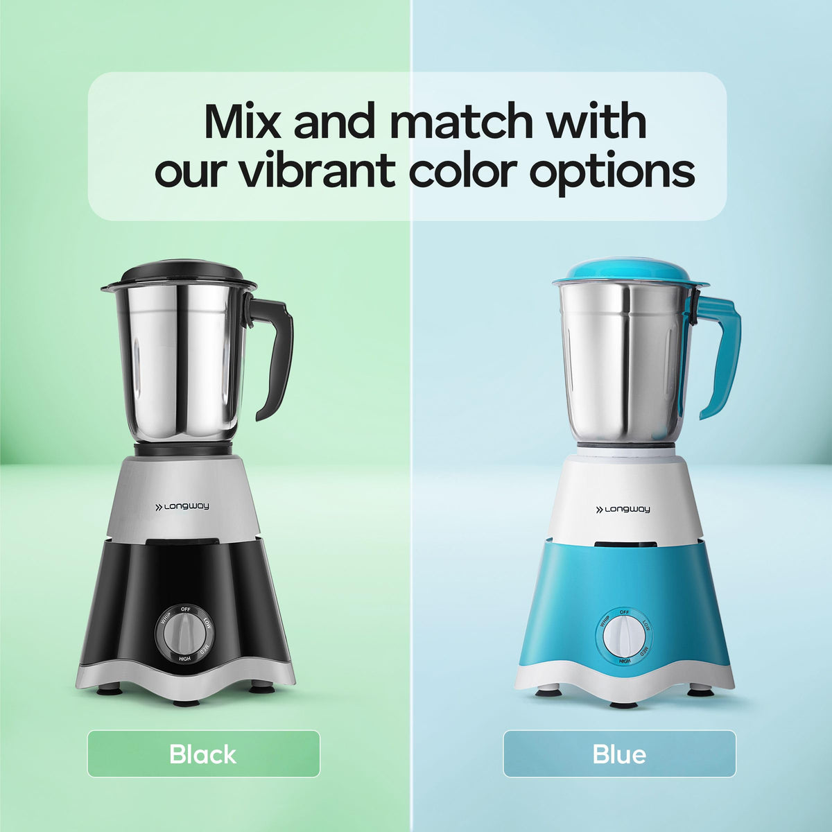 Longway Super Dlx 750 Watt Juicer Mixer Grinder with 4 Jars for Grinding, Mixing, Juicing with Powerful Motor | 2 Year Warranty | (Black & Gray, 4 Jars) 