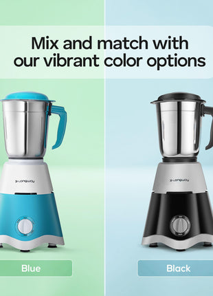 Longway Super Dlx 750 Watt Juicer Mixer Grinder with 4 Jars for Grinding, Mixing, Juicing with Powerful Motor | 2 Years Warranty | (White & Blue, 4 Jars) 