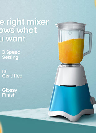 Longway Super Dlx 750 Watt Juicer Mixer Grinder with 4 Jars for Grinding, Mixing, Juicing with Powerful Motor | 2 Years Warranty | (White & Blue, 4 Jars) 