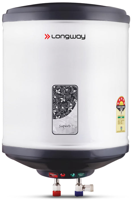 Longway Superb 10 Ltr 5 Star Rated Automatic Instant Water Heater for Home, Water Geyser, Water Heater, Electric Geyser with Multiple Safety System & Anti-Rust Coating (Gray, 10 Ltr) 