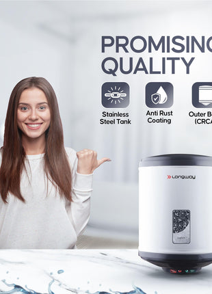 Longway Superb 10 Ltr 5 Star Rated Automatic Instant Water Heater for Home, Water Geyser, Water Heater, Electric Geyser with Multiple Safety System & Anti-Rust Coating (Gray, 10 Ltr) 