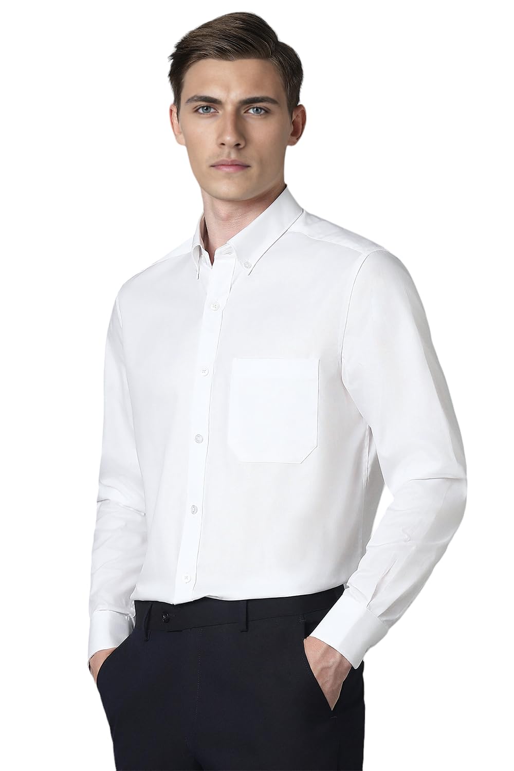 Louis Philippe Cotton Men's Classic Fit Shirt (LPSFMCLPG89904_White, 42 