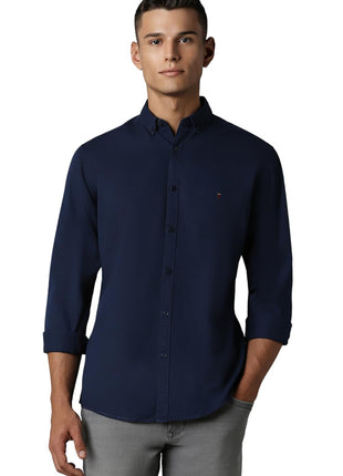 Louis Philippe Cotton Men's Slim FiT-Shirt (Lrsfnslpa61514_Navy 