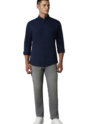 Louis Philippe Cotton Men's Slim FiT-Shirt (Lrsfnslpa61514_Navy 