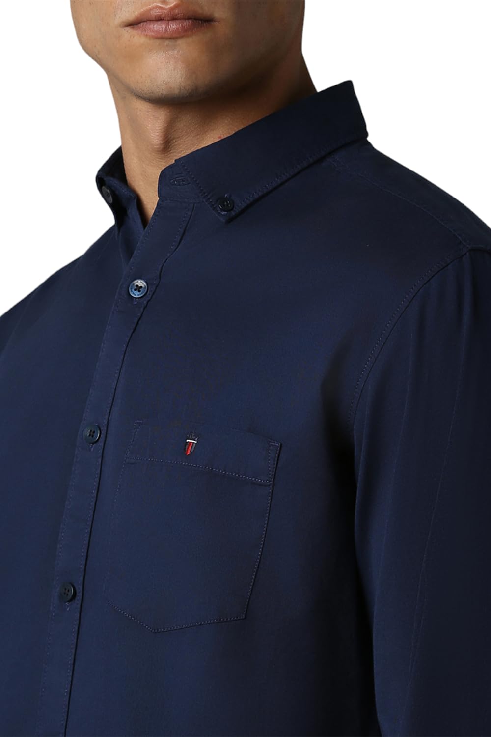 Louis Philippe Cotton Men's Slim FiT-Shirt (Lrsfnslpa61514_Navy 