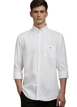 Louis Philippe Cotton Men's Solid Slim Fit Shirt (LYSFCSLB050208_White, 42 
