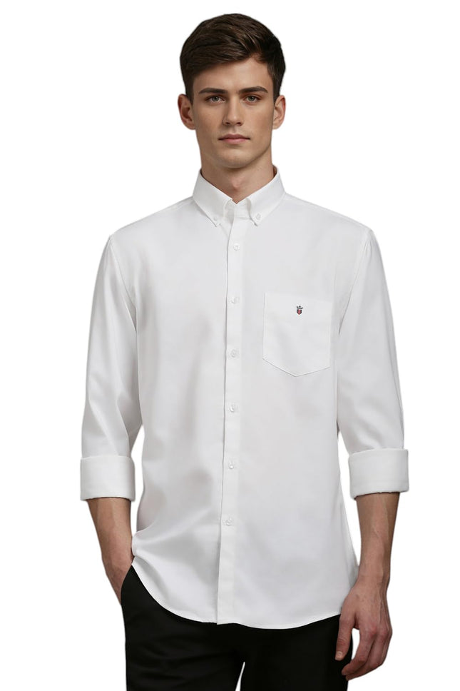 Louis Philippe Cotton Men's Solid Slim Fit Shirt (LYSFCSLB050208_White, 42 
