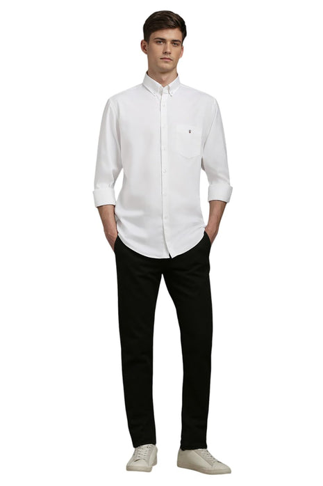 Louis Philippe Cotton Men's Solid Slim Fit Shirt (LYSFCSLB050208_White, 42 