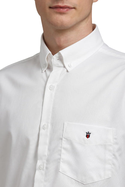Louis Philippe Cotton Men's Solid Slim Fit Shirt (LYSFCSLB050208_White, 42 