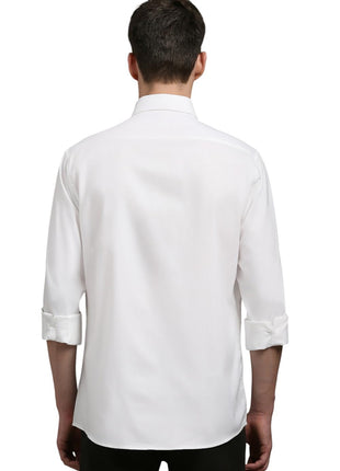 Louis Philippe Cotton Men's Solid Slim Fit Shirt (LYSFCSLB050208_White, 42 