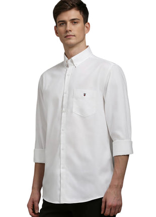 Louis Philippe Cotton Men's Solid Slim Fit Shirt (LYSFCSLB050208_White, 42 