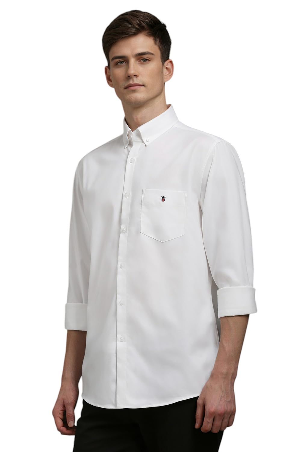 Louis Philippe Cotton Men's Solid Slim Fit Shirt (LYSFCSLB050208_White, 42 