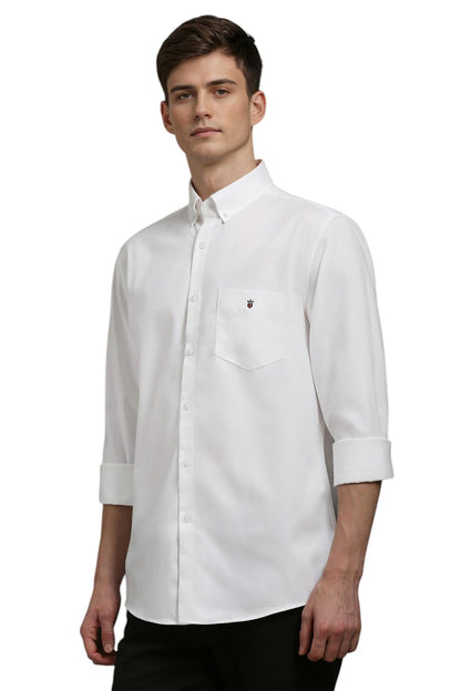 Louis Philippe Cotton Men's Solid Slim Fit Shirt (LYSFCSLB050208_White, 42 