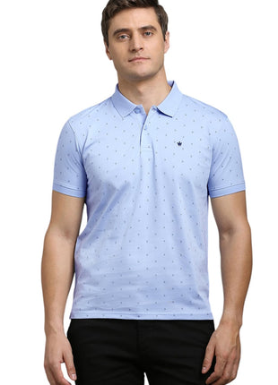 Louis Philippe Men's Cotton Regular Fit T-Shirt (LPKPMRGFV16285_Light Blue, Medium 