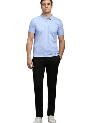 Louis Philippe Men's Cotton Regular Fit T-Shirt (LPKPMRGFV16285_Light Blue, Medium 