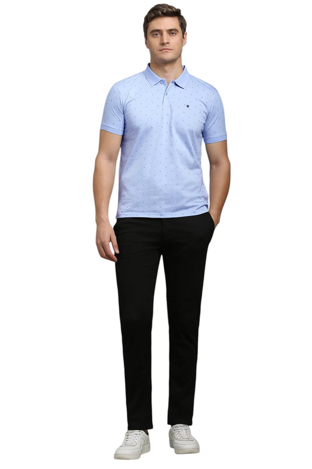 Louis Philippe Men's Cotton Regular Fit T-Shirt (LPKPMRGFV16285_Light Blue, Medium 