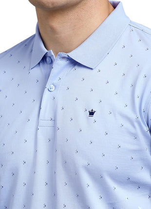 Louis Philippe Men's Cotton Regular Fit T-Shirt (LPKPMRGFV16285_Light Blue, Medium 