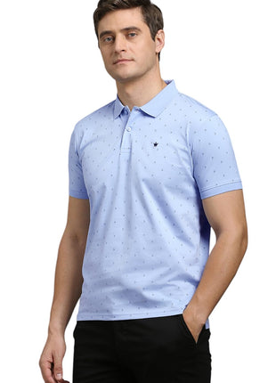 Louis Philippe Men's Cotton Regular Fit T-Shirt (LPKPMRGFV16285_Light Blue, Medium 