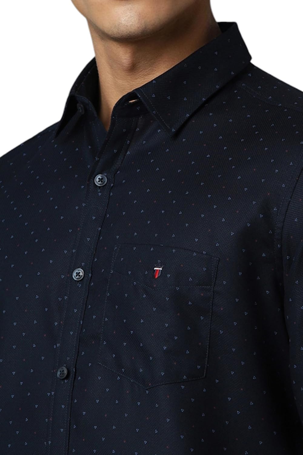 Louis Philippe Men's Letter Print Slim Fit Shirt (LYSFCSLPO11987_Navy 