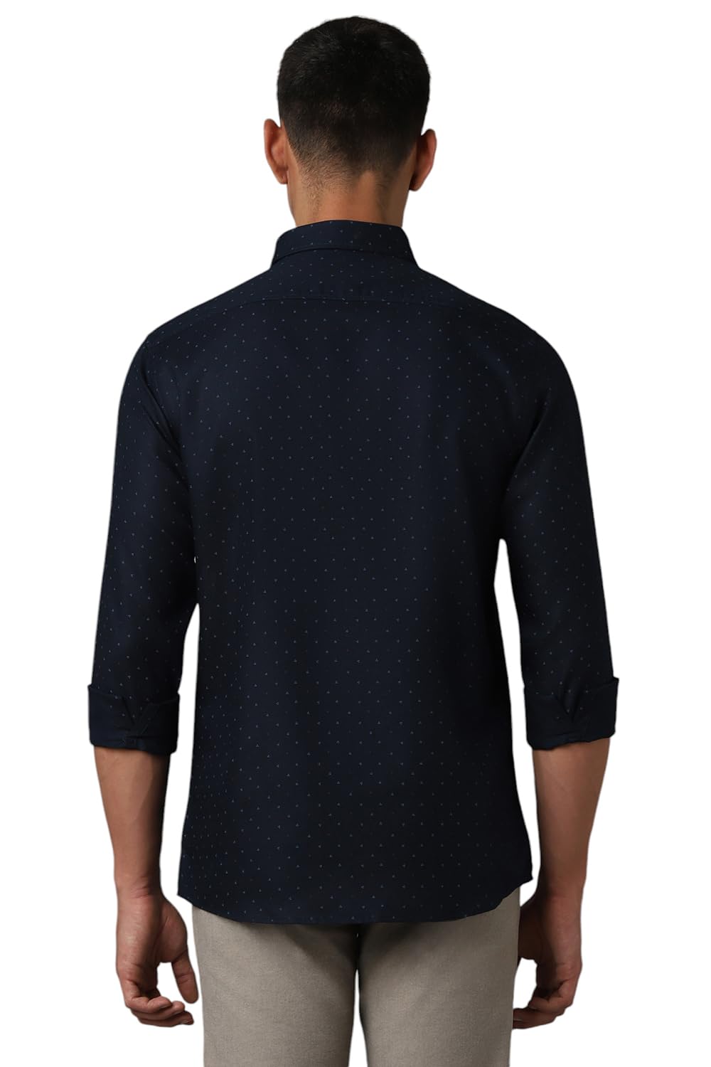 Louis Philippe Men's Letter Print Slim Fit Shirt (LYSFCSLPO11987_Navy 