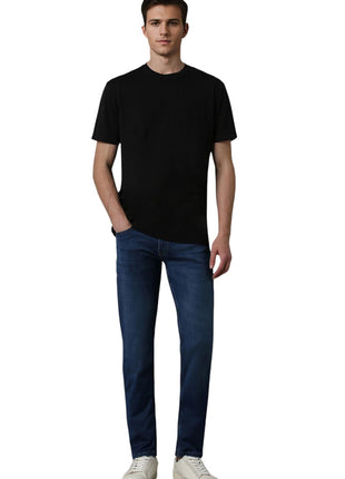 Louis Philippe Men's Mid Rise Slim Jeans (LRDNCSLP573330_Navy, 34 