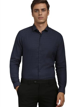 Louis Philippe Men's Slim Fit Shirt (LASFASSPC40273_Navy 