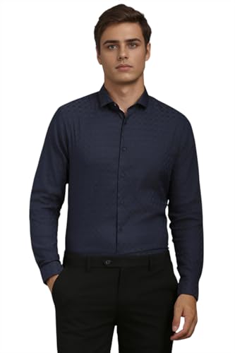 Louis Philippe Men's Slim Fit Shirt (LASFASSPC40273_Navy 