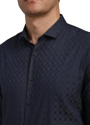 Louis Philippe Men's Slim Fit Shirt (LASFASSPC40273_Navy 