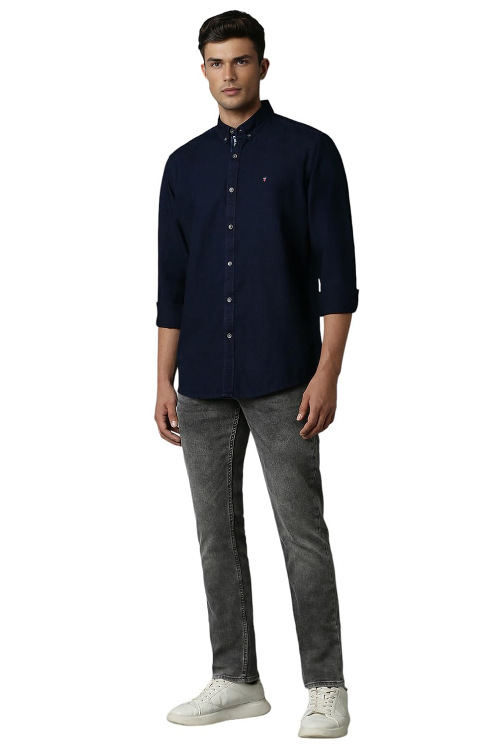 Louis Philippe Men's Slim Fit Shirt (LRSFNSLPR07977_Navy 
