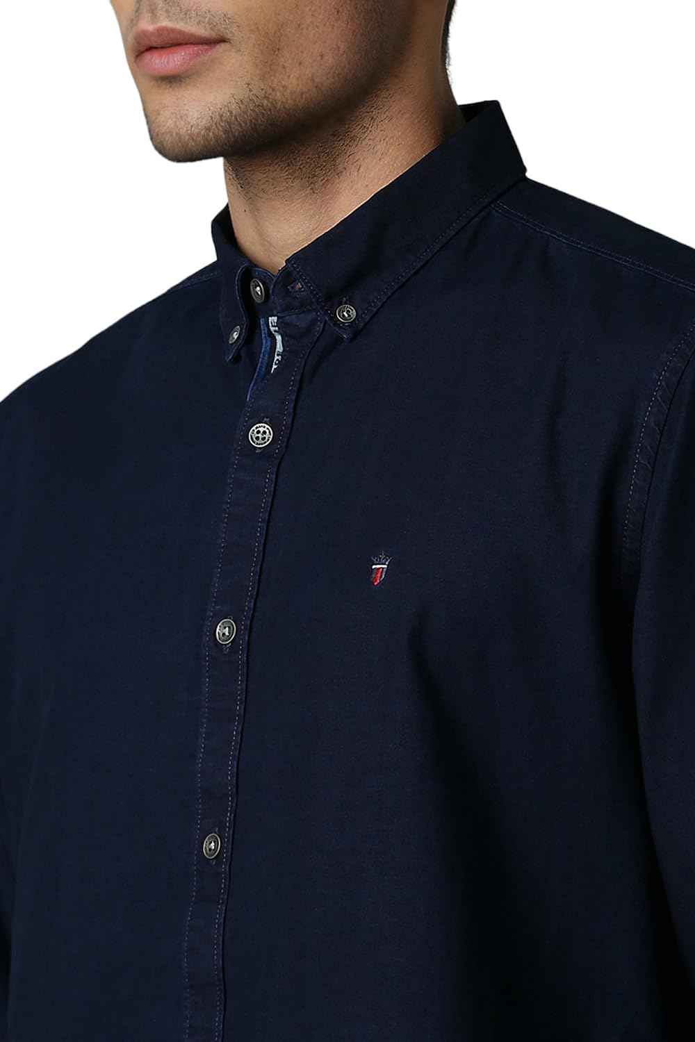 Louis Philippe Men's Slim Fit Shirt (LRSFNSLPR07977_Navy 